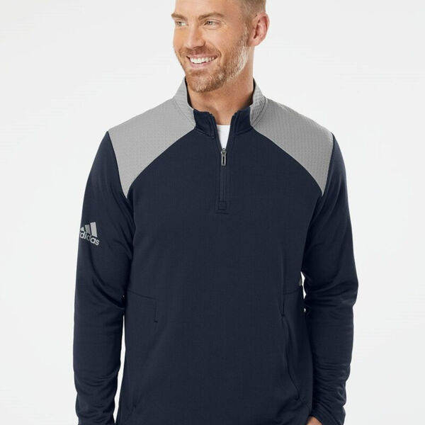 Men's Textured Mixed Media Quarter-Zip Pullover Thumbnail